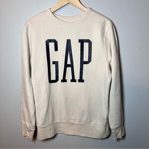 GAP Crewneck Men’s M Beige/Stone French Terry Big Logo Crew Sweatshirt